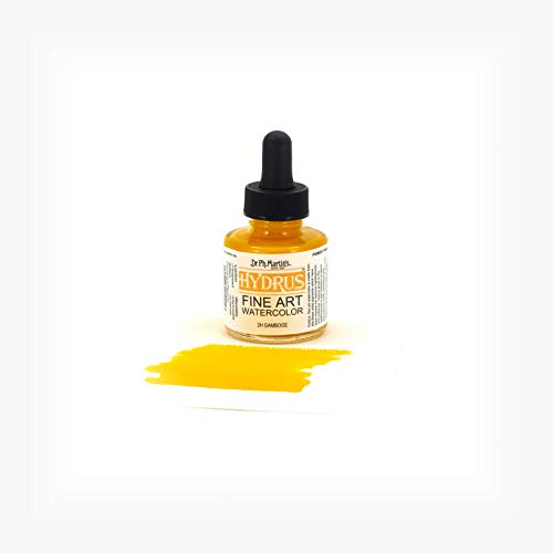 Dr. Ph. Martin's Hydrus Fine Art Watercolor (2H) Watercolor Bottle, 1.0 oz, Gamboge, 1 Bottle - Image 2
