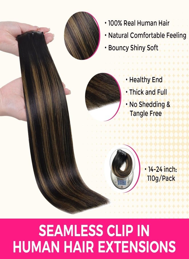 لاشي وصلات شعر لاشي بدون خياطة، مشابك مستقيمة، 110 غرام، لون أسود طبيعي ممزوج ببني كستنائي، 14 بوصة، 7 قطع، خصلات من البولي يوريثان، وصلات شعر بمشابك، شعر بشري حقيقي بحواف غير مرئية للنساء - Image 3