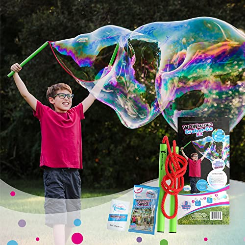 WOWmazing GrabNGo Kit Incl Wand Jumbo Bubble Concentrate Bucket and Tips Trick Booklet Outdoor Toy for Kids Boys Girls Bubbles Made in The USA - Image 1