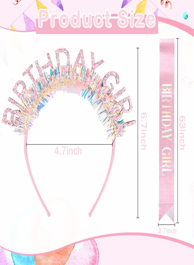 CUBACO Birthday Girl Crown and Sash for Women, Pink Birthday Decorations Gifts Outfits for Women 21st Sweet 16 Girls Headband Princess Accessories Party Favors - Image 5