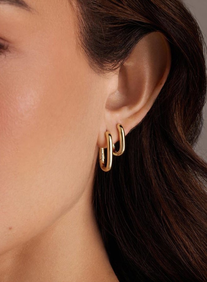 PAVOI 18K Gold Plated Sterling Silver Posts Small Hoop Earrings for Women - Trendy Geometric Plain Chunky Huggie Earscape Piercing Pack - Everyday Gold Hoop Earrings Set, 14mm 18mm and 22mm, Yellow - Image 2