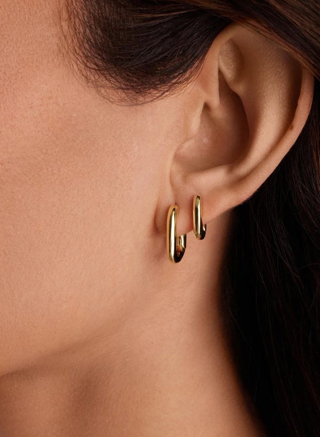PAVOI 18K Gold Plated Sterling Silver Posts Small Hoop Earrings for Women - Trendy Geometric Plain Chunky Huggie Earscape Piercing Pack - Everyday Gold Hoop Earrings Set, 14mm 18mm and 22mm, Yellow - Image 4