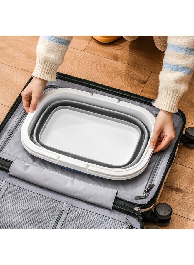 yongsheng Collapsible Tub with Handle - Portable Outdoor Picnic Basket/Crater - Foldable Shopping Bag - Space Saving Storage Container (Grey)  - Image 3