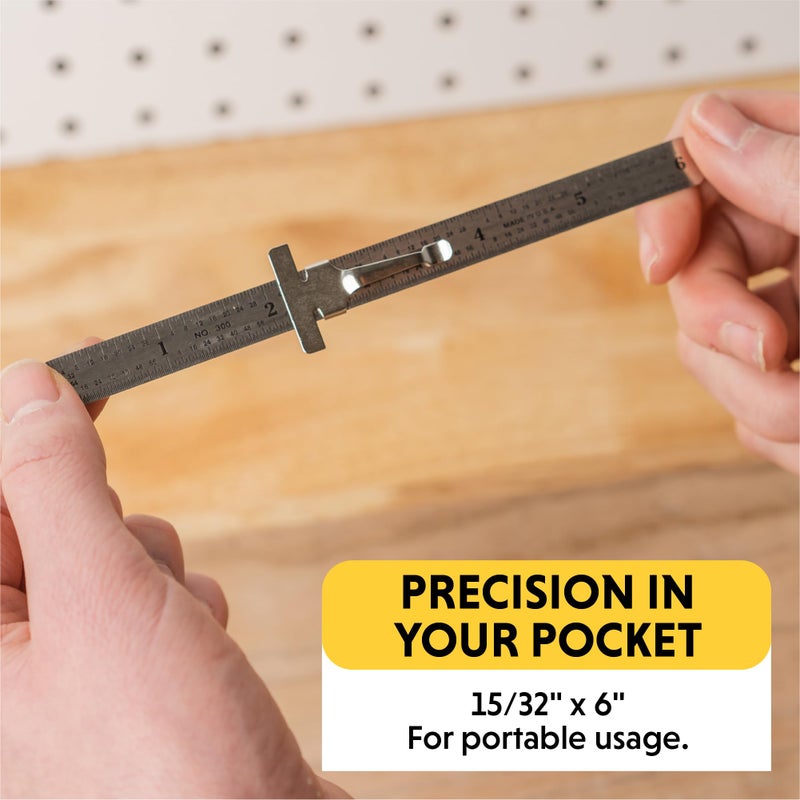 General Tools أدوات عامة 300/1 مسطرة مرنة بدقة 6 بوصة من الفولاذ المقاوم للصدأ، كروم - Image 2
