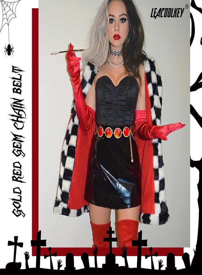 LEACOOLKEY Women Anime Cosplay Chain Belt Red Stone Gold Waist Belt for Halloween Adjustable - Image 5