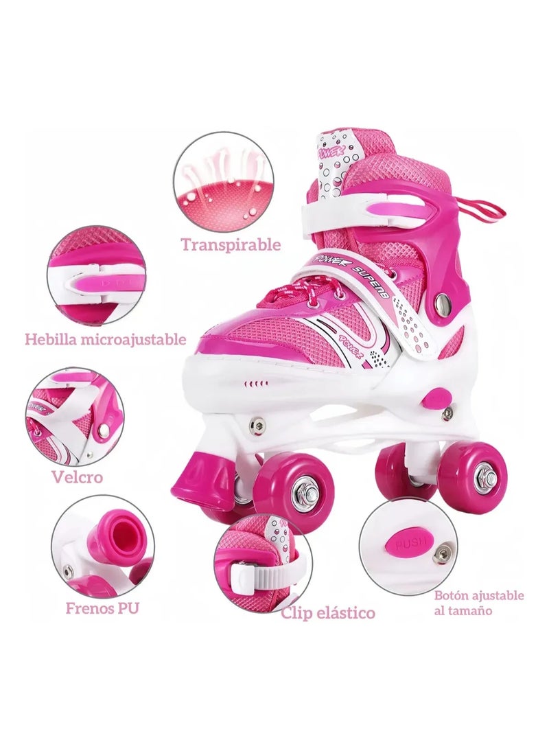 Toy Box Kids Unisex Four Wheel Roller Skating Shoes Large Size (39-42)-Pink - Image 5