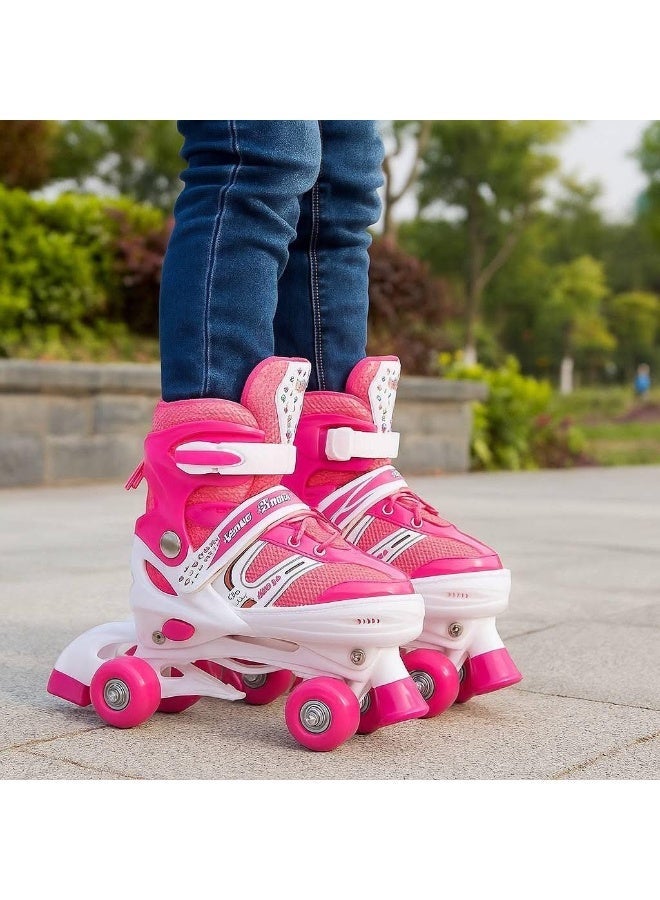 Toy Box Kids Unisex Four Wheel Roller Skating Shoes Large Size (39-42)-Pink - Image 3