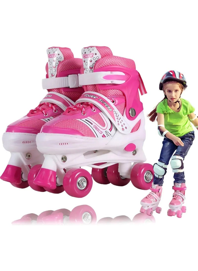 Toy Box Kids Unisex Four Wheel Roller Skating Shoes Large Size (39-42)-Pink - Image 1
