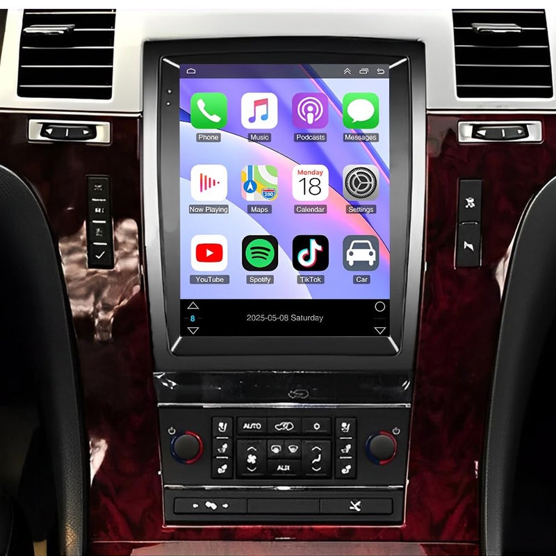 Generic 9.7 inch Vertical Car Radio for Cadillac Escalade 2007-2012 with Wireless Carplay Android Auto, 4+64G Touch Screen Stereo Head Unit Radio GPS WiFi Bluetooth Navigation FM AHD Backup Camera  - Image 1