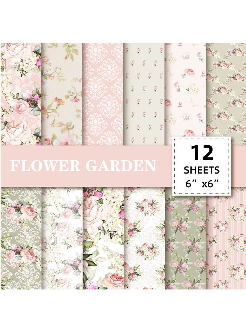 Bluejw 12 Sheets/pack Material Paper Photo Album DIY Hand Account Background Paper Fresh Pastoral Floral Western Flower Valentine's Day Decorative Paper - Image 1