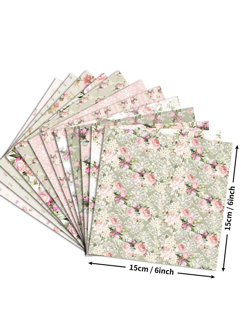 Bluejw 12 Sheets/pack Material Paper Photo Album DIY Hand Account Background Paper Fresh Pastoral Floral Western Flower Valentine's Day Decorative Paper - Image 3