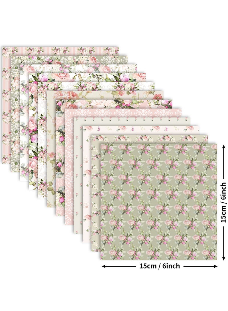 Bluejw 12 Sheets/pack Material Paper Photo Album DIY Hand Account Background Paper Fresh Pastoral Floral Western Flower Valentine's Day Decorative Paper - Image 4