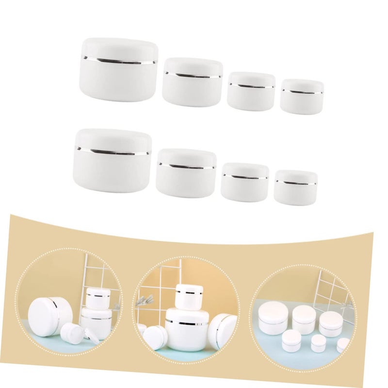 8 Pcs Portable Refillable Cream Jars With Rim For Cosmetics And Essential Oils - Image 3