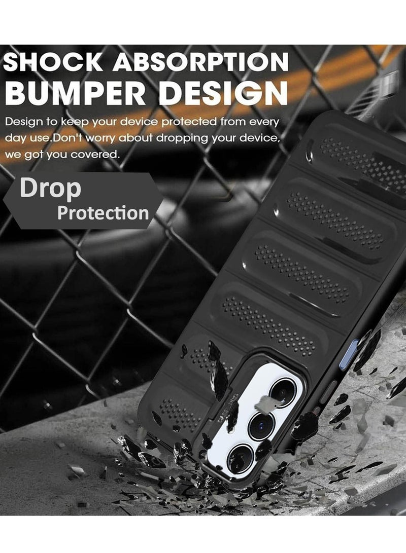 Techie حافظة أنيقة مضادة للحرارة من TPU مع حامل كاميرا خلفي لجهاز سامسونج جالاكسي A25 - أسود - Image 4