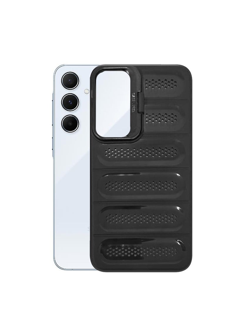 Techie حافظة أنيقة مضادة للحرارة من TPU مع حامل كاميرا خلفي لجهاز سامسونج جالاكسي A25 - أسود - Image 2