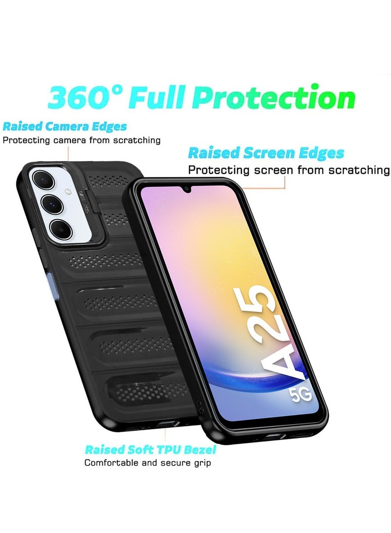 Techie حافظة أنيقة مضادة للحرارة من TPU مع حامل كاميرا خلفي لجهاز سامسونج جالاكسي A25 - أسود - Image 3