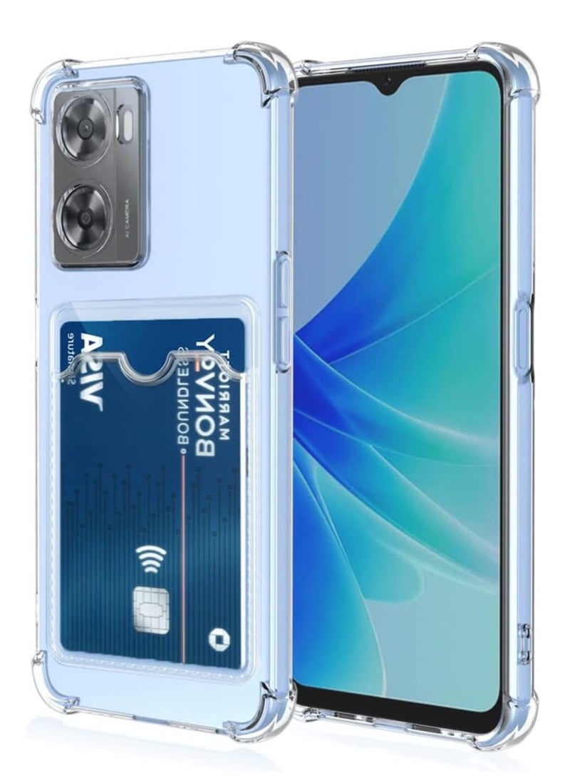 ten.tech TenTech Transparent cover with shockproof corners with card holder - card holder - heat-resistant polyurethane card holder for Oppo A77 4G/A57 4G/A57s/ A77s  - transparent 