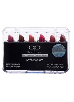 CP Trendies Display Tray Pack No. 2, 6 Piece Lipstick Set for Women, Long Lasting Non-Stick, 6 Color Professional Lipstick Gift Set for Women and Girls, 1.6g 