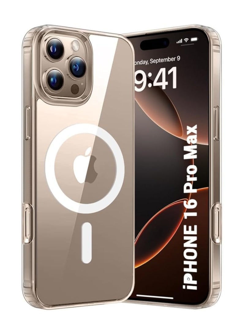 iPhone 16 Pro Max Magsafe Case Clear Cover Transparent Magnetic Wireless Charging Support, Shockproof Protection, Scratch-Resistant Clear - Image 1