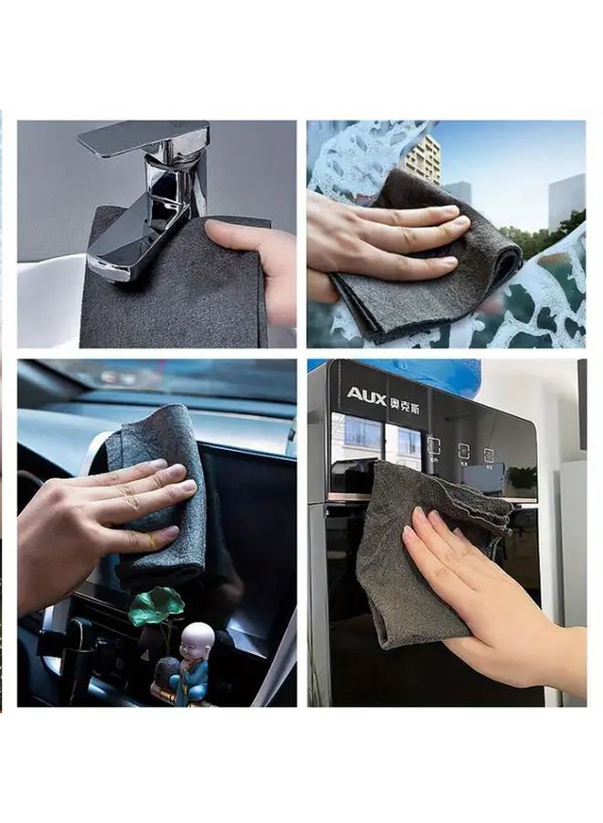 1pc Reusable Gray Microfiber Glass Cleaning Cloth Multipurpose Towel Window - Image 4