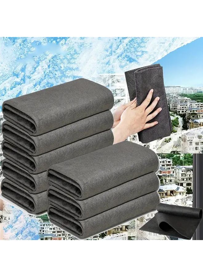 1pc Reusable Gray Microfiber Glass Cleaning Cloth Multipurpose Towel Window - Image 1