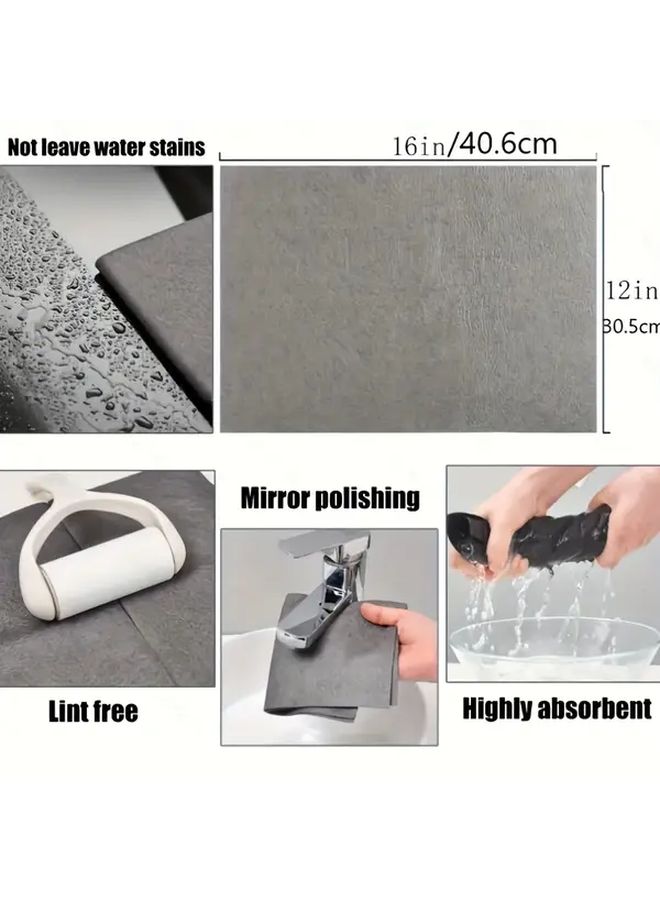 1pc Reusable Gray Microfiber Glass Cleaning Cloth Multipurpose Towel Window - Image 3