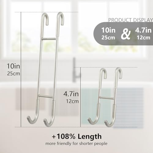 NINETREX Shower Door Hooks,Towel Hooks for Bathrooms Frameless Glass Door,Heavy Duty SUS 304 Stainless Steel Hook for Towels,Squeegee,Loofah,Shaver,Robe,2 Pack,Silver,10Inch - Image 3