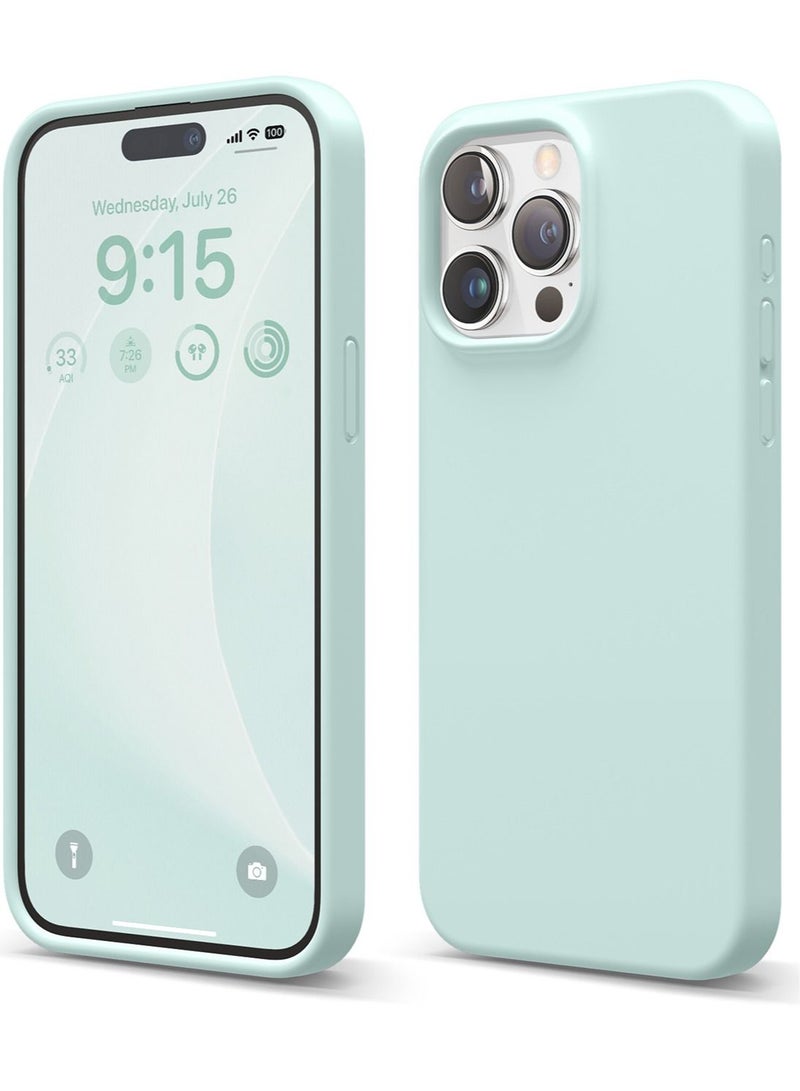 Elago Liquid Silicone for iPhone 15 Pro MAX Case Cover Full Body Protection, Shockproof, Slim, Anti-Scratch Soft Microfiber Lining - Mint - Image 1