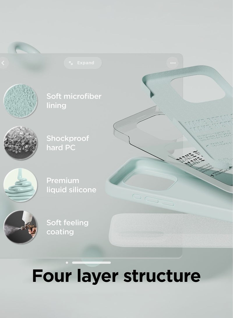 Elago Liquid Silicone for iPhone 15 Pro MAX Case Cover Full Body Protection, Shockproof, Slim, Anti-Scratch Soft Microfiber Lining - Mint - Image 4