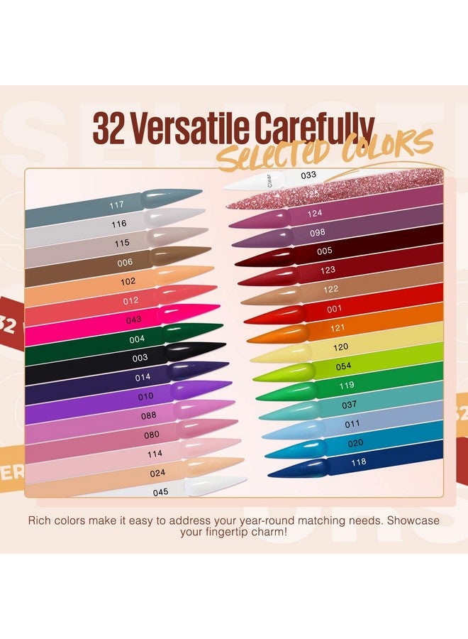 MEFA Dip Powder Nail Kit Pink Glitter Clear Nude White 32 Colors Dipping Powder with Base Top Coat Activator Brush Saver Liquid Set Nail Powder Tray, All Seasons Tones French Nail Art Manicure - Image 4