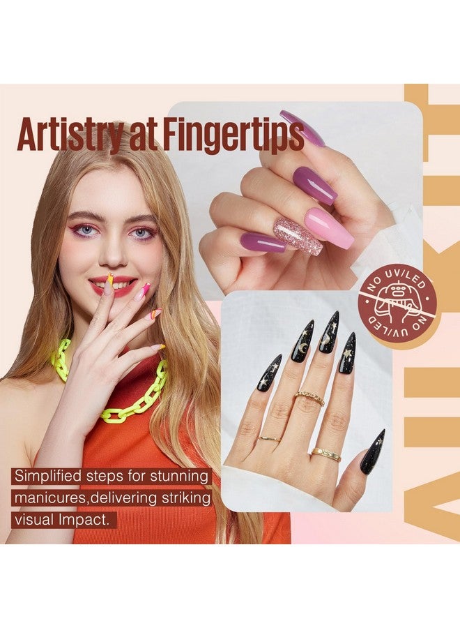 MEFA Dip Powder Nail Kit Pink Glitter Clear Nude White 32 Colors Dipping Powder with Base Top Coat Activator Brush Saver Liquid Set Nail Powder Tray, All Seasons Tones French Nail Art Manicure - Image 2