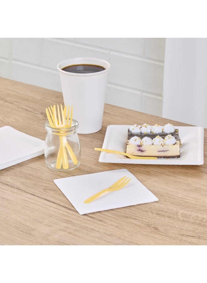 Restaurantware 4 Inch Cake Forks, 500 Knife-Edged Premium Pastry Forks - Disposable, Solid And Durable, Baby Yellow Plastic Sharp Edge Forks, For Parties, Bakeries, Catering Services, Gatherings - Image 4