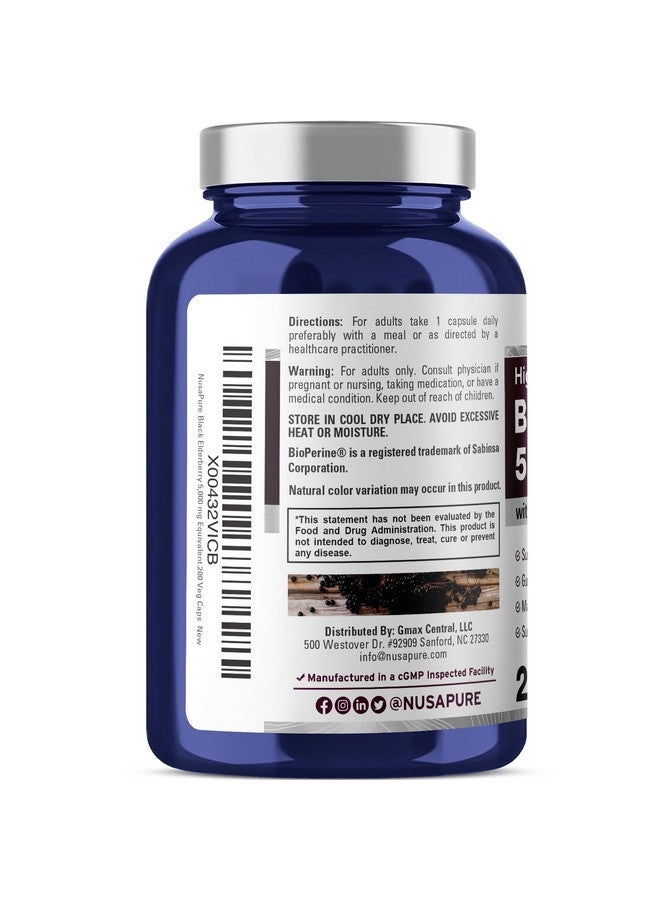 NusaPure Black Elderberry 50:1 Extract, 100 mg Equivalent to 5,000mg per Veggie Capsules, 200 Count (Non-GMO, Bioperine) Sambucus Supplement - Image 3