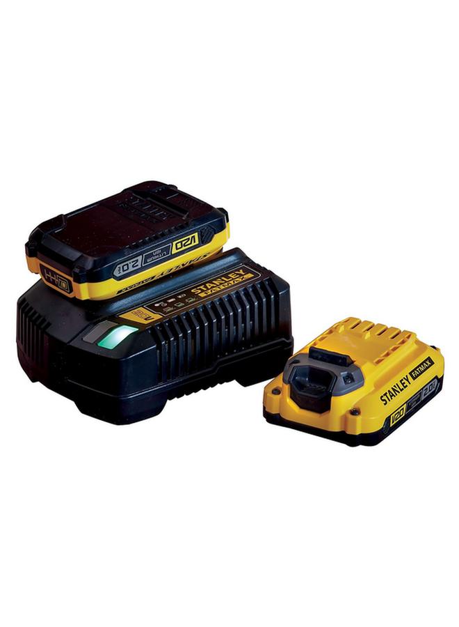 Stanley Fatmax V20 18V Battery Starter Kit Yellow and Black SFMCB12D2-GB - Image 1