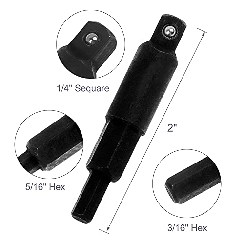 A.I.FORCE 2-Piece Hexagon Key Adapters for HVAC, 1/4-Inch Square Wrench Opening, Carbon Steel, Alloy Steel - Image 2