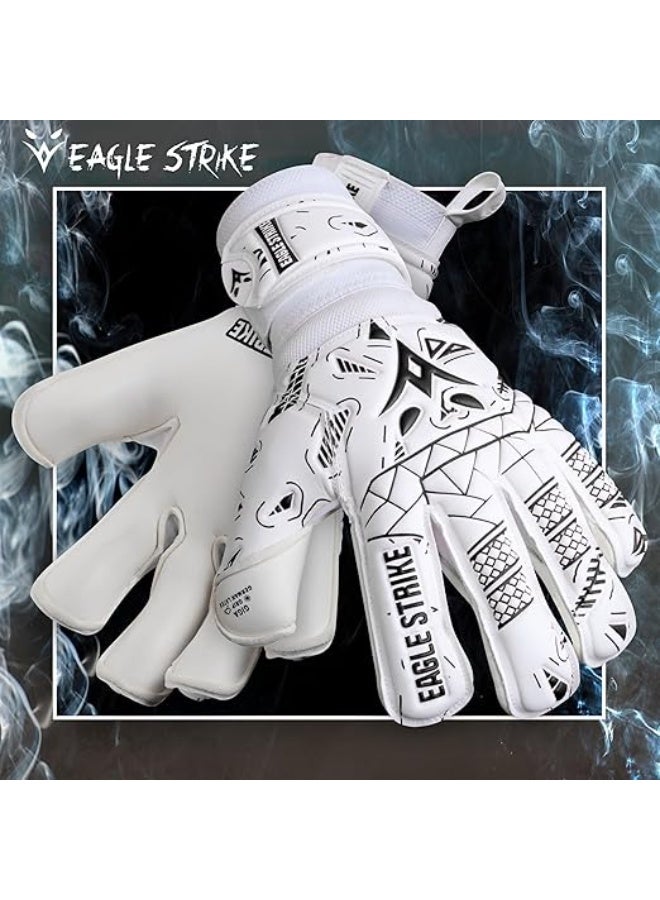 Eagle Strike Soccer Goalie Gloves with Removable Finger Protection, 4mm German Giga Latex, White - Image 5