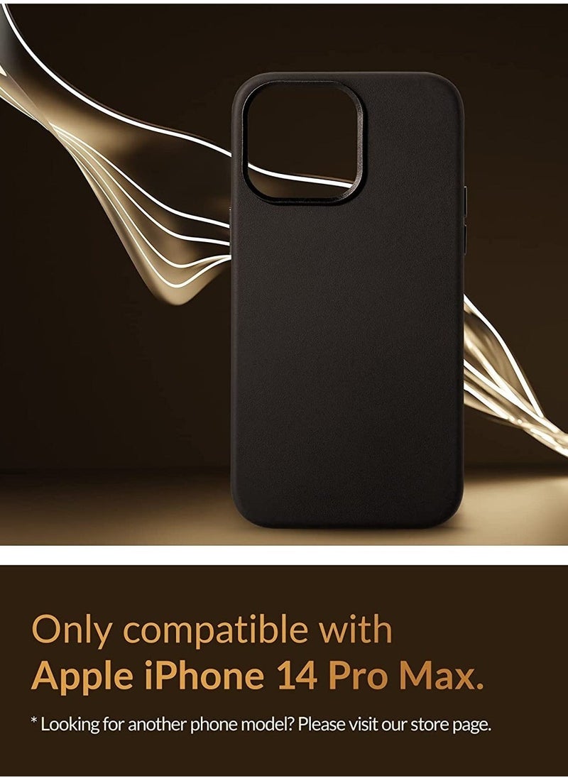 Raxoom (for iPhone 14 Pro Max) - European Nappa Leather Case - Smoothen and Soften Over Time - Compatible with Magsafe - Black - Image 2