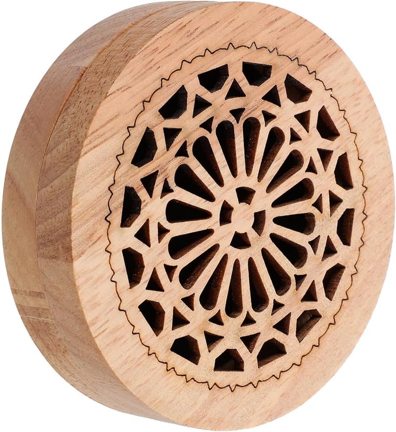 Solid Wood Round Hollow Carved Incense Burner Holder for Home Fragrance Meditation Aromatherapy - Image 1