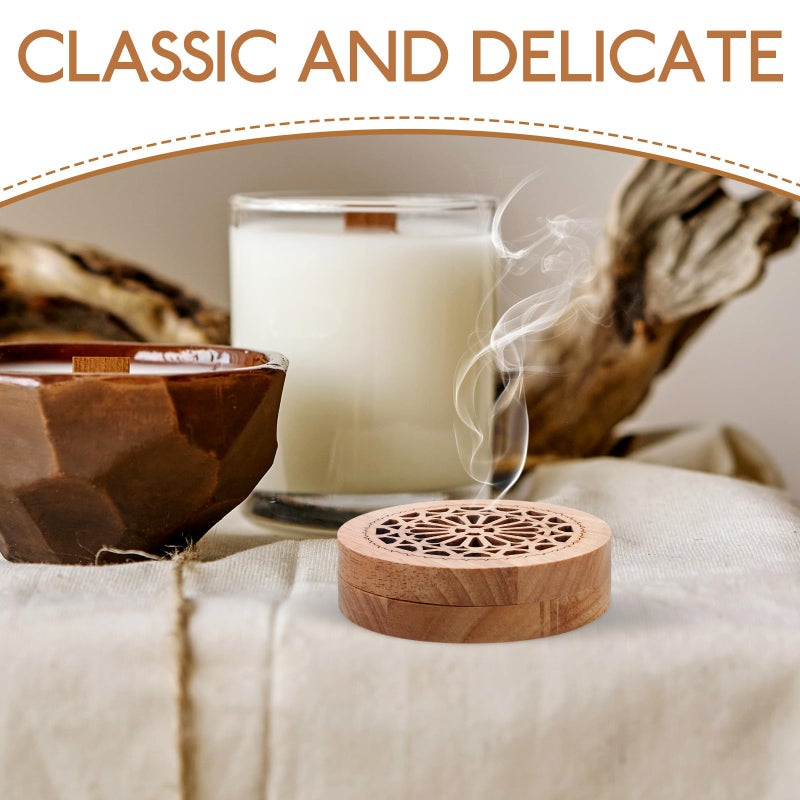 Solid Wood Round Hollow Carved Incense Burner Holder for Home Fragrance Meditation Aromatherapy - Image 4
