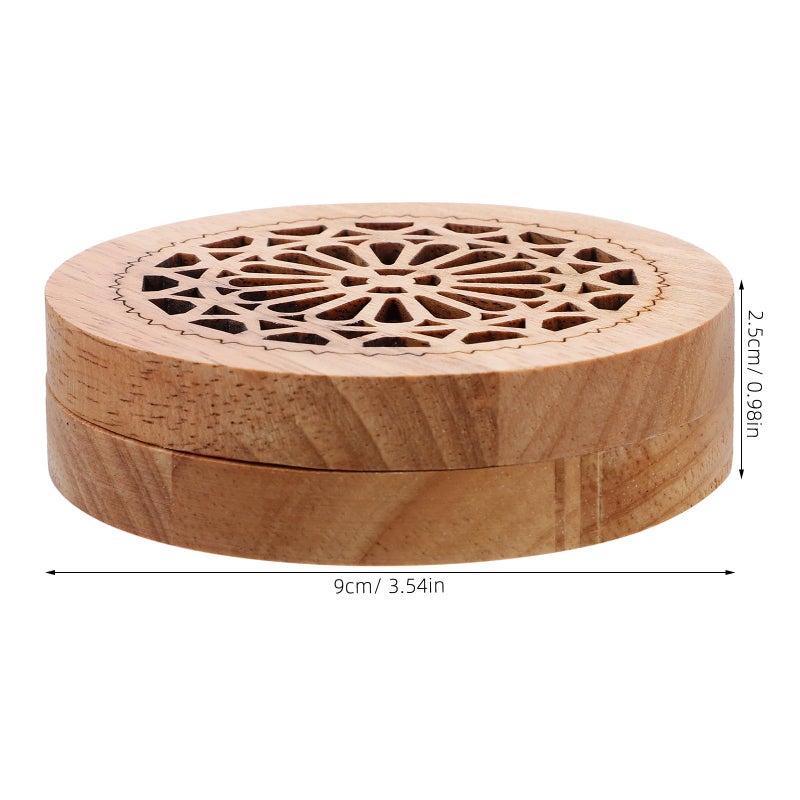Solid Wood Round Hollow Carved Incense Burner Holder for Home Fragrance Meditation Aromatherapy - Image 3