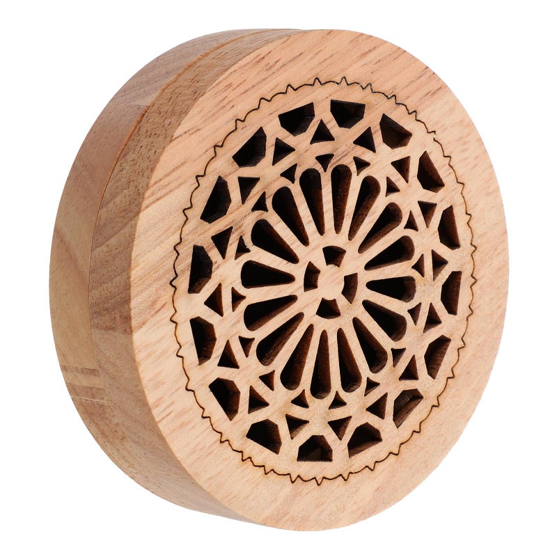 Solid Wood Round Hollow Carved Incense Burner Holder for Home Fragrance Meditation Aromatherapy - Image 2