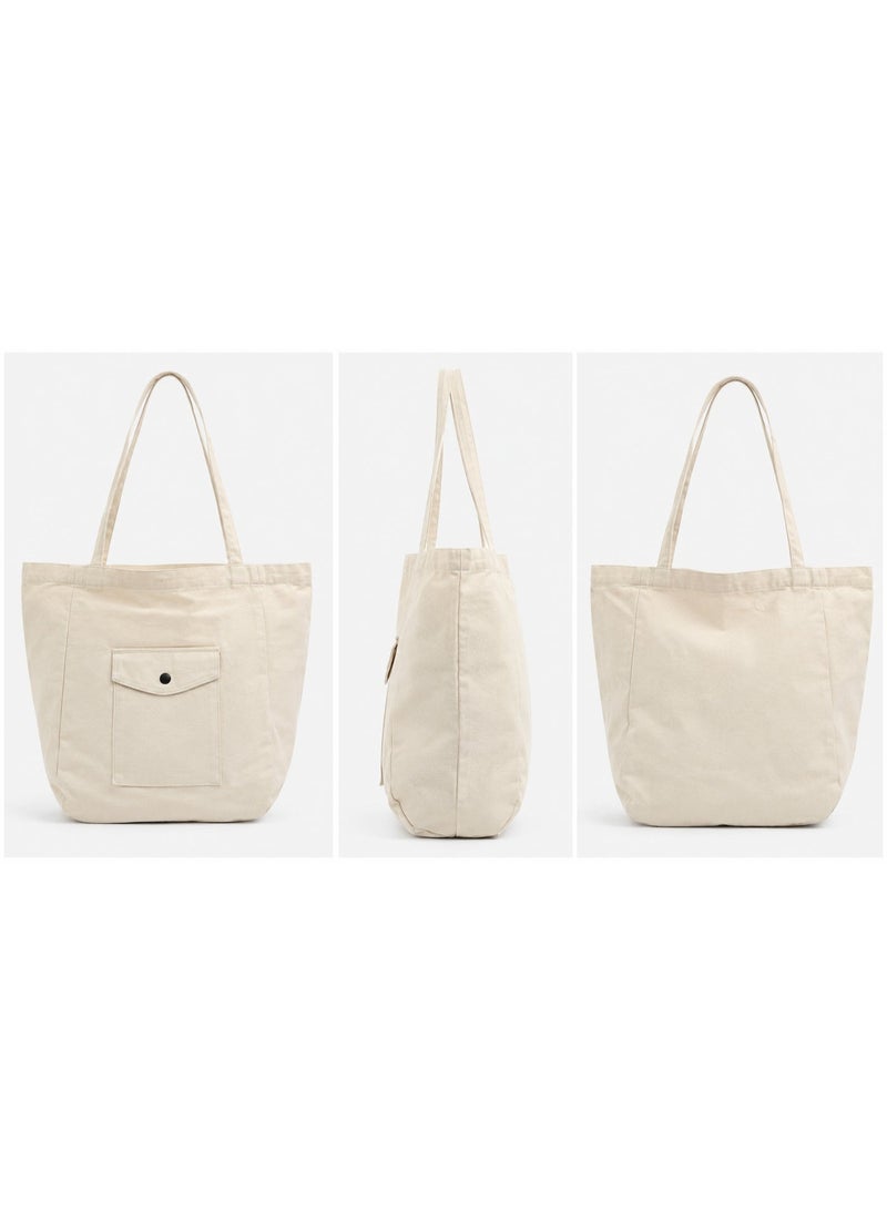 Fabric Tote Bag with Front Pocket
