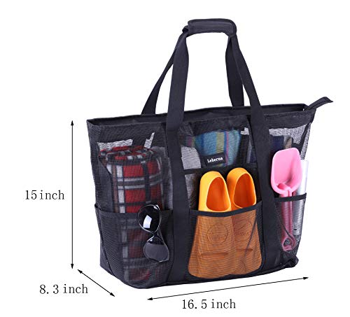 Leberna Large Mesh Beach Bag Tote Bag Grocery Storage Bag for Familiy Beach Swimming Pool Outdoor Sports - Image 2