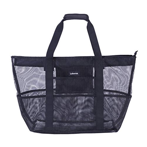 Leberna Large Mesh Beach Bag Tote Bag Grocery Storage Bag for Familiy Beach Swimming Pool Outdoor Sports - Image 3