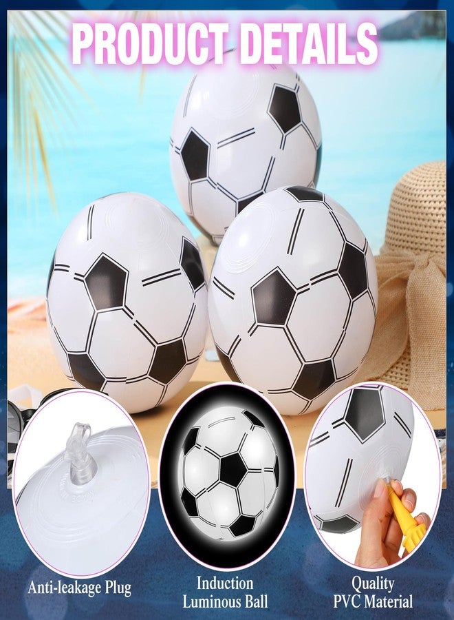 Zhanmai 10 Pcs Inflatable Soccer Balls, Glow in The Dark Beach Balls Bouncing Sports Light up Swimming Pool Toys for Soccer Birthday Party Decorations Favors - Image 3