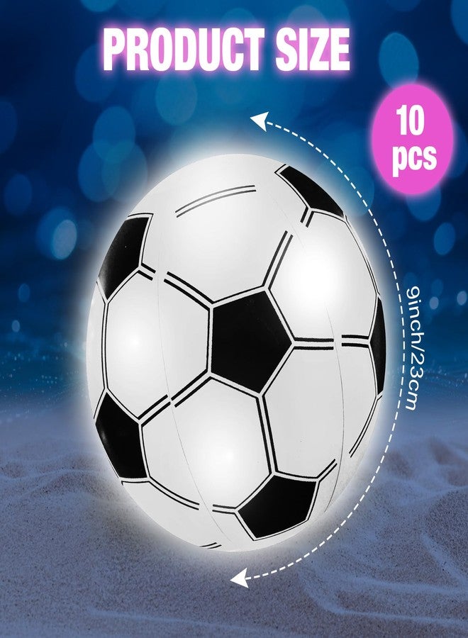 Zhanmai 10 Pcs Inflatable Soccer Balls, Glow in The Dark Beach Balls Bouncing Sports Light up Swimming Pool Toys for Soccer Birthday Party Decorations Favors - Image 2