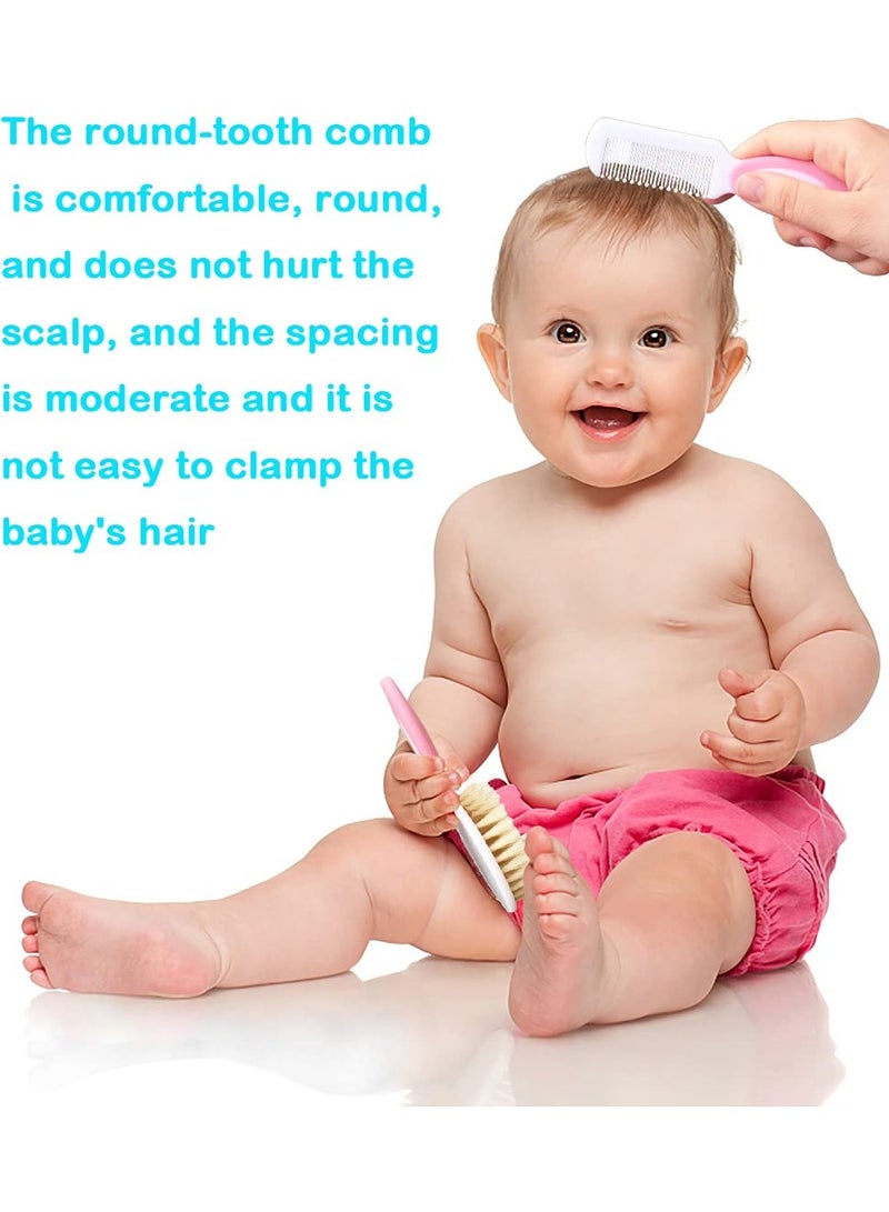 Baby Hair Brush &Silicone Baby Cradle Cap Brush Set, for Newborns & Toddlers-Natural Soft Goat Bristles-Ideal for Cradle Cap-Perfect Baby Registry Gift (Pink) - Image 4