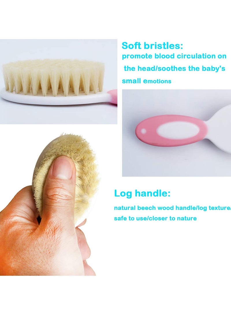 Baby Hair Brush &Silicone Baby Cradle Cap Brush Set, for Newborns & Toddlers-Natural Soft Goat Bristles-Ideal for Cradle Cap-Perfect Baby Registry Gift (Pink) - Image 5