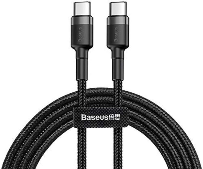 كابل BASEUS PD60W/QC3.0 TYPE-C كابل 200 سم رمادي/أسود