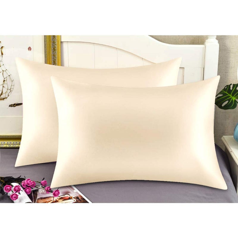 Jocoku Jocoku 100% Mulberry Silk Pillowcases Set of 2 for Hair and Skin and Super Soft and Breathable King Size Nature Silk Pillowcases (King  Buff Beige)  - Image 5